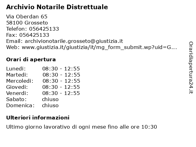 Orari di apertura Archivio Notarile Distrettuale Via Oberdan